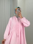 Maroria Pileli  Düğmeli Gömlek-NA803 Pembe