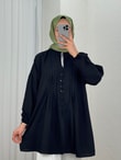 Maroria Pileli  Düğmeli Gömlek-NA803 Siyah