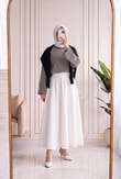 Mayra Çizgili Fularlı Tunik-SS13254 Siyah