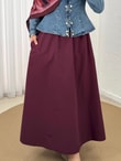 Mehri Çift Cepli Poplin Etek-Zİ3143 Mürdüm