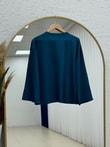 Mehşah Çiçek Desenli Bluz-SS13137 Petrol Mavisi
