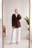 Melihan Kol Ucu Püsküllü Bağlamlı Keten Kimono-SS13162 Kahve
