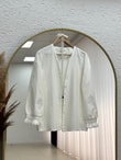 Melihan Kol Ucu Püsküllü Bağlamlı Keten Kimono-SS13162 Ekru