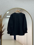 Melihan Kol Ucu Püsküllü Bağlamlı Keten Kimono-SS13162 Siyah