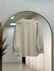 Melihan Kol Ucu Püsküllü Bağlamlı Keten Kimono-SS13162 Taş