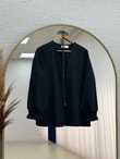 Melihan Kol Ucu Püsküllü Bağlamlı Keten Kimono-SS13162 Siyah