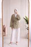 Melihan Kol Ucu Püsküllü Bağlamlı Keten Kimono-SS13162 Vizon