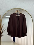 Melihan Kol Ucu Püsküllü Bağlamlı Keten Kimono-SS13162 Kahve