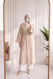 Melinaz Uzun Müslin Kimono-AS2455 Bej