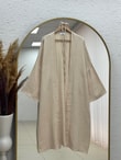 Melinaz Uzun Müslin Kimono-AS2455 Bej