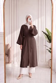 Melinaz Uzun Müslin Kimono-AS2455 Koyu Kahve