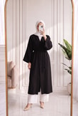 Melinaz Uzun Müslin Kimono-AS2455 Siyah