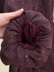 Melisu Çiçek Detaylı Parıltılı Ceket-BN4726 Bordo