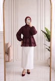 Melisu Çiçek Detaylı Parıltılı Ceket-BN4726 Bordo