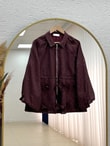 Melisu Çiçek Detaylı Parıltılı Ceket-BN4726 Bordo