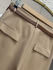Melita Arka Kapaklı Havuç Paça Kemerli Pantolon-MT5018 Taş