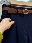 Melita Arka Kapaklı Havuç Paça Kemerli Pantolon-MT5018 Lacivert