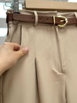 Melita Arka Kapaklı Havuç Paça Kemerli Pantolon-MT5018 Taş