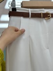 Melita Arka Kapaklı Havuç Paça Kemerli Pantolon-MT5018 Beyaz