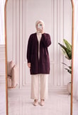 Meltemay Çift Cepli Bağlamalı Triko Hırka-KR6012 Mürdüm
