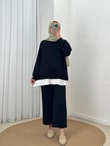 Meşe Altı Piliseli Taşlı Tunik-MF1894 Siyah