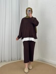 Meşe Altı Piliseli Taşlı Tunik-MF1894 Kahve