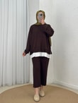 Meşe Altı Piliseli Taşlı Tunik-MF1894 Kahve