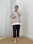 Meşe Altı Piliseli Taşlı Tunik-MF1894 Taş