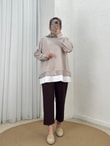 Meşe Altı Piliseli Taşlı Tunik-MF1894 Taş