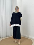 Meşe Altı Piliseli Taşlı Tunik-MF1894 Siyah