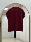 Mihra Bisiklet Yaka Düğmeli Bağlamalı Yelek-KR6022 Bordo