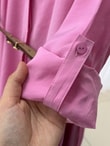Mirira Gizli Düğmeli Kemerli Modal Elbise-BN4441 Pembe
