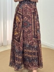 Mucize Desenli Astarlı Şifon Etek-PA218 Kahve