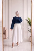 Nazgül Geniş Kollu Salaş Bluz-SS13072 Lacivert