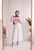 Nazgül Geniş Kollu Salaş Bluz-SS13072 Pembe