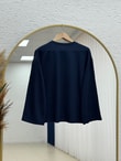 Nazgül Geniş Kollu Salaş Bluz-SS13072 Lacivert