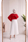 Nazgül Geniş Kollu Salaş Bluz-SS13072 Kırmızı