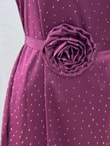 Nevin Taşlı Güllü Saten Elbise-BN4346-FA0985 Bordo