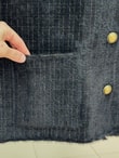 Nevinur Gold Düğmeli Sim Geçişli Çift Cepli Hırka-KR6008 Siyah
