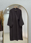 Nigaray Yanı Bağlamalı Uzun Kimono-EK991 Kahve