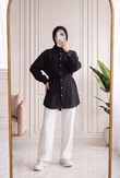 Nilay Robalı Müslin Oversize Gömlek-NA853 Siyah
