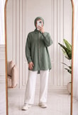Nilay Robalı Müslin Oversize Gömlek-NA853 Mint