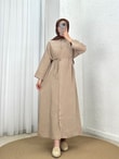 Nuboria Kadın Tesettür Yazlık Gömlek Elbise/Robalı Modal Takma Manşet-TN030 Taş