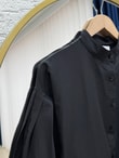 Nurhan Düğmeli Tünelli Poplin Elbise-NA2415 Siyah