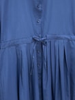 Nurhan Düğmeli Tünelli Poplin Elbise-NA2415 Lacivert