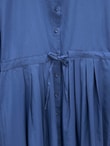 Nurhan Düğmeli Tünelli Poplin Elbise-NA2415 Lacivert