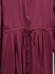 Nurhan Düğmeli Tünelli Poplin Elbise-NA2415 Bordo