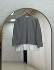 Nurnaz Çizgili Fırfırı Dantelli Tunik-SS13251 Siyah