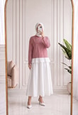 Nurnaz Çizgili Fırfırı Dantelli Tunik-SS13251 Kırmızı