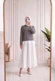 Nurnaz Çizgili Fırfırı Dantelli Tunik-SS13251 Siyah